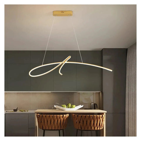 Premium Gold Led Pendant Light With Smooth Baked Varnish Iron Frame Dimmable Warm White Bulb Offering Heckin Sharp Illumination above kitchen island.