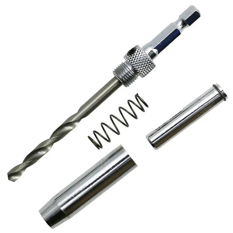 Eight Piece Center Drill Bit Set With Automatic Center Punch For Cabinets And Woodworking components