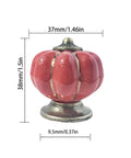 Top Shelf Vintage Ceramic Pumpkin Cabinet Knobs Bright Red Drawer Pulls, 37mm wide, 38mm tall, perfect for quick home updates.