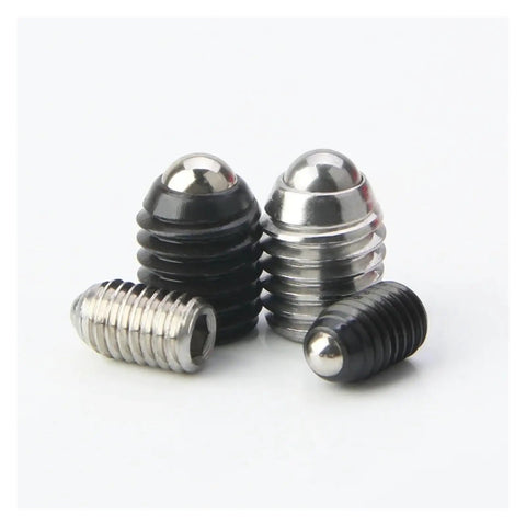 15 Piece M8 Ball Spring Plunger Hex Socket Set Screws Crafted From Premium Stainless And Carbon Steel in black and silver colors.