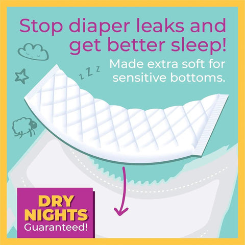 Overnight Diaper Booster Pads Stops Nighttime Leaks For Extra Absorbency Size Four To Six 30 Count Hypoallergenic Pediatrician Tested