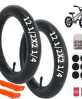 Two Pack 12 5 X 2 25 Bike Inner Tubes 1 2 mm Extra Thick Butyl Rubber Heavy Duty Flat Resistant Tubes For Kids BMX And Strollers, with tire levers.