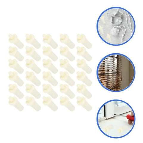 No Sweat 40 Pack Shutter Repair Pins Spring Loaded Plastic Louver Replacement Kit Easy Fix Window Blind Slats solid white pins for window blinds