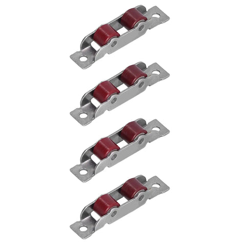 Heavy Duty Double Wheel Sliding Window Pulley Kit With Mounting Screws, four stainless steel rollers with dual nylon wheels.