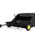 40 Inch Tow Behind Lawn Sweeper With Dethatcher And Hamper Windscreen 2 In 1 Dethatch And Sweep For Quick Yard Cleanups