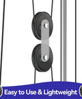 Rock Solid 4 5 Inch Nylon Pulley Wheel With Precision Sealed Bearings For Garage Door And Cable Rigging Systems showing dual wheels in use.