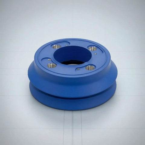 Threaded Rubber Vacuum Cup Round Suction Gripping Part With Recessed Center Wear Resistant Oil Resistant Body For Equipment Setup And Factory Use AF DB 100 NBR 60, blue threaded view