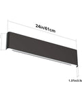Diagram of Dope Matte Black 24 Inch Up And Down LED Vanity Light for Bathroom Wall Sconce with dimensions shown.