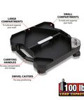 Rolling Tool Creeper Caddy Tray With Five Compartments For Mechanic Garage And Workshop Organization Durable Black