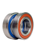Top Tier Pair Of Sealed Angular Contact Speed Spindle Bearings Engineered With Slick Ball Track Surfaces And Twin Seal Covers For Silent Spin High Rpm Lathe Operations In The Standard 30X62X16 Spec, showcasing dual seals in blue and orange.