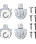 4Pcs Sliding Closet Door Roller Kit With 2 Type-1 And 2 Type-2 Offsets, 7/8 Inch Nylon Wheels, Includes 8 Mounting Screws visible.