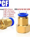 100 Piece Pneumatic Air Connector Set Brass Quick Pipe Fittings with blue seal, showing thread sizes, 4-12mm, 1/8-1/2 inch