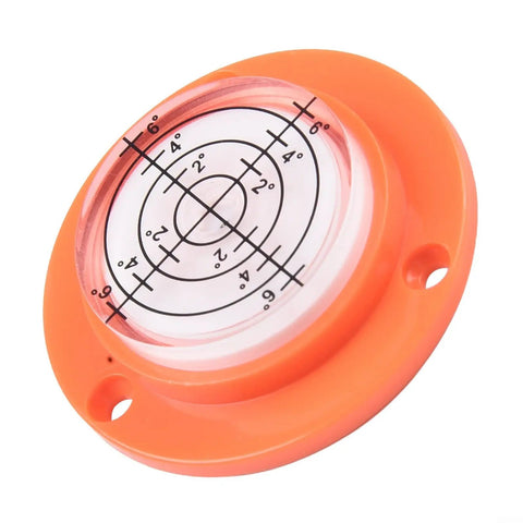 50X12mm Circular Bubble Level with clear bubble and orange casing, precise alignment tool for small machinery and tools.