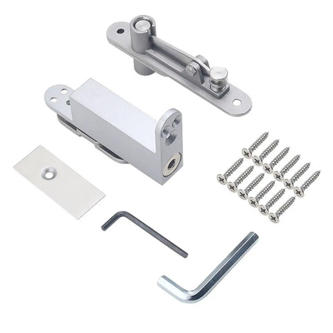 Heavy Duty Door Pivot Hinges Soft Close Feel Stealth Hidden Mount 304 Stainless Steel parts including screws and hex keys.