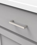 Solid Core Kitchen Cabinet Pulls 10 Pack Heavy Duty Stainless Steel Handles For Cabinets Doors And Dressers Three And Three Quarters Inch Hole Center Luxe Skylight Collection Top Shelf Hardware on grey cabinet