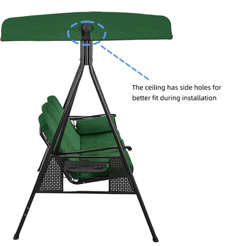 Canopy Replacement Cover For Outdoor Swing With Waterproof UV Resistant Polyester, Weatherproof 75 By 47 Inch Fit, side view