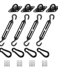 Heavy Duty Stainless Steel Awning Attachment Set For Sun Shade Sail Outdoor Patio Garden Hardware Kit shown in black