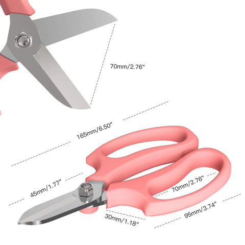 Flower Pruning Scissors For Gardening Strong Floral Shears With Premium Steel Blade Ambidextrous Hand Pruner Pro Grade Pink