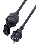 Tough As Nails 5 Meter Outdoor Extension Cable Built With Heavy Duty Neoprene Rubber Body And Locking Safety Socket Plus Weather Resistant Cover, detailed view of plugs.