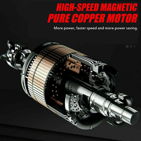 Inside view of the high-speed magnetic pure copper motor, highlighting the design and components used in the Badass 18V Brushless Cordless Drill Driver And Hammer Drill.