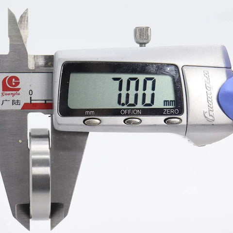 Precision measuring 7.00 mm depth of Built Tough Top Tier 440C Stainless Steel Deep Groove Ball Bearings S6804-2RS.