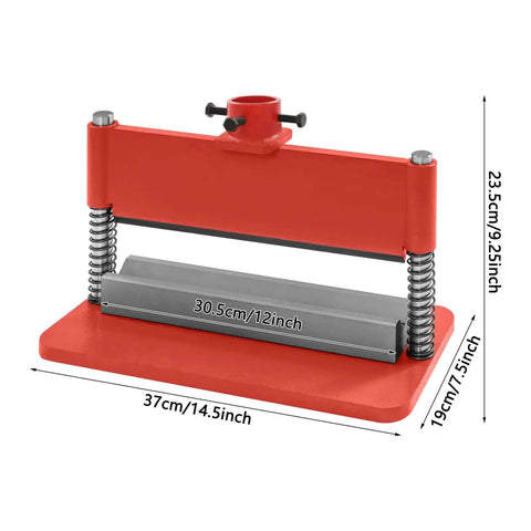 Red 12 Inch Press Brake Attachment for 12 and 20 Ton Hydraulic Presses with 3 Sixteenth Inch Bending Thickness