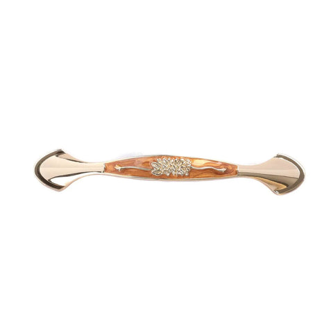 Heavy Duty Zinc Alloy Cabinet Pulls And Drawer Knobs Knockout Amber Gold Finish, detail view of elegant drawer pull design.