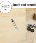 Heavy Duty Stainless Steel Folding Fan Rivet Nut Repair Kit Featuring Five Sets Of Tight Grip Shaft Fasteners For Smooth Cruising Motion And No Sweat Handheld Fan Revamp, showing small metal rivets on wood.
