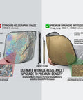 Comparison of Top Tier Foldable Windshield Sunshade For Kia Soul Models UV Blocking Thermal Cover showing standard vs premium graphene shade.
