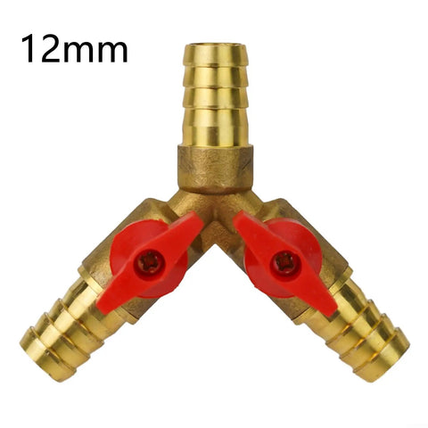 Boss Level Solid Brass 3-Way Ball Valve With 12mm Fitment for water air flow throttle plumbing pneumatic system.