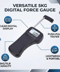 Kickass Handheld Digital Force Gauge 5kg 11lb Push Pull Tester featuring a clear digital display and lightweight design.