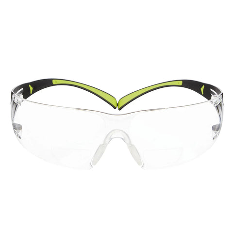 Straight Up Tough Prescription Safety Glasses With Plus Two Point Zero Diopter Reading Aid And Anti Scratch Anti Fog Clear Coating designed for workshop use.