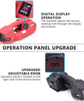 Cordless Electric Strapping Tool with digital display and upgraded adjustable knob for secure pallet wrapping.