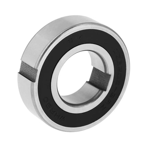 Tough As Nails CSK25PP One Way Sprag Clutch Bearing High Hardness Steel Freewheel Clutch with black rubber seal, side view.