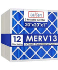 Top Shelf 20X20X1 Reusable HVAC Furnace Filter Kit MERV 13 Electrostatic Nanofiber Media Pack with 12 filter pads.