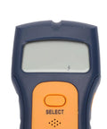 ViaGasaFamido Stud Finder Wall Scanner with LCD Display for Live Wire and close-up of the LCD screen and button controls.