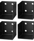 Four Pack 4x4 Pergola Wall Mount Brackets, Beefy 11 Gauge Steel 3 mm Thick, Black Powder Coated, prepunched for screws