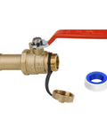 Lead Free Brass Water Heater Drain Valve With Full Port Flow For Faster Draining 3/4 MIP To 3/4 GHT Connection shown with fittings