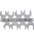 Half Inch Drive Jumbo Metric Crowfoot Wrench Set 8-Piece With Sizes 24 To 32, Chrome Plated on Storage Rail
