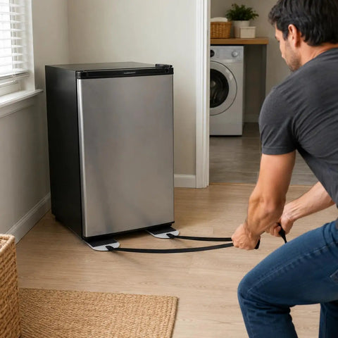 Heavy Duty Furniture Sliders 2 Pack 4 Foot Mover Mats Budge Heavy Appliances used under a refrigerator for easy moving.