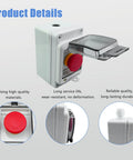 Outdoor IP67 Waterproof Emergency Stop Button With Enclosed Box 660V 10A, shown with covered switch and detailed close-ups