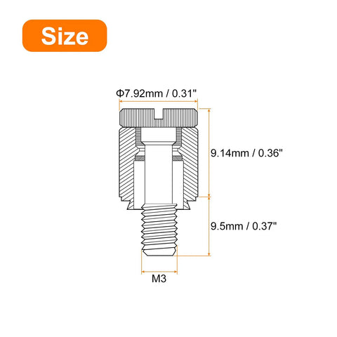 High Grade Stainless Steel Spring Loaded Panel Screws M3 0.5 By 9.5mm With Knurled Heads dimensions diagram including size specifications.