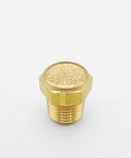 One Quarter Inch Male Npt Pneumatic Air Muffler Heavy Duty Solid Brass Build showcasing sintered bronze core design for noise reduction.