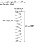 uxcell compression spring, 304 stainless steel, 10mm OD, 0.7mm wire, 9mm compressed length, 50mm free length, 5 pcs