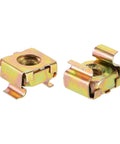 Two Rock Solid M6 Cage Nuts for Server Rack and Cabinet Rig, Heavy Duty Carbon Steel with Yellow Zinc Coating, Pack of Fifty Pieces.