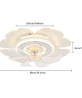 Ceiling Fan with Light 18.5 Inch Smart Control Acrylic for Bedroom Living, top view showing dimensions and design details.