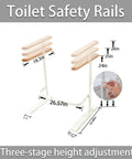 Heavy Duty Toilet Safety Rails For Seniors With Nighttime Reflective Armrests And Base No Fuss Height Adjustments Bulletproof Bathroom Support Bar Fits Standard Toilets Wood Trim with measurements