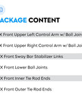 10Pc Front Upper Control Arm Set With Ball Joints For Chevy Silverado Tahoe Suburban Avalanche Yukon Sierra 1500 2007 2014 Replacement Suspension Kit package contents list