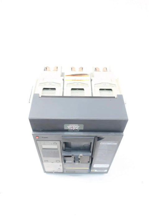 Masterpact Low Voltage Power Circuit Breaker 3 Pole 800 Amp 600 V AC Refurbished NT08N1 top view showcasing heavy-duty steel construction.