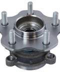 Heavy Duty Four Piece Wheel Hub And Bearing Assembly Kit Front And Rear Seamless Swap For Nissan Rogue 2.5L And 2.0L Years 2014 To 2019 Includes BHA58440 close-up view of wheel hub with five lug bolts.